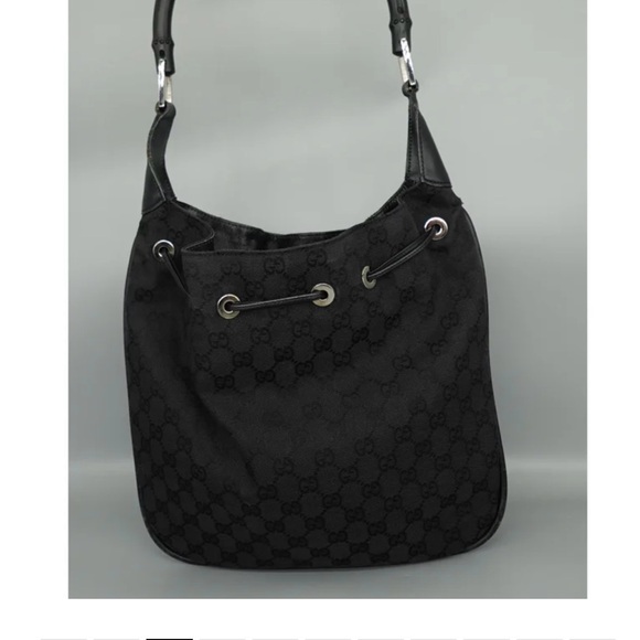 Gucci Black Bamboo Monogram Shoulder Bag - Picture 11 of 13